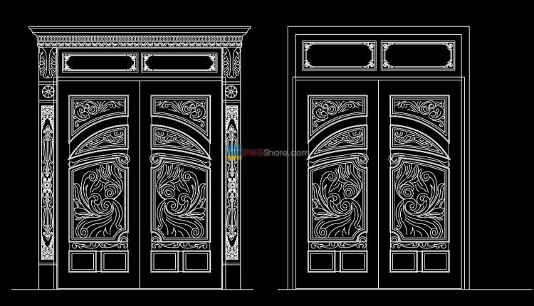 34.Autocad Wooden Door free download