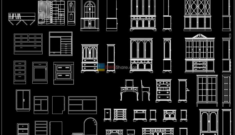 20.Wine cabinet, wardrobe, Display cabinets Cad Blocks free download
