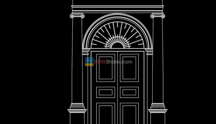 45.Autocad Wooden Door free download