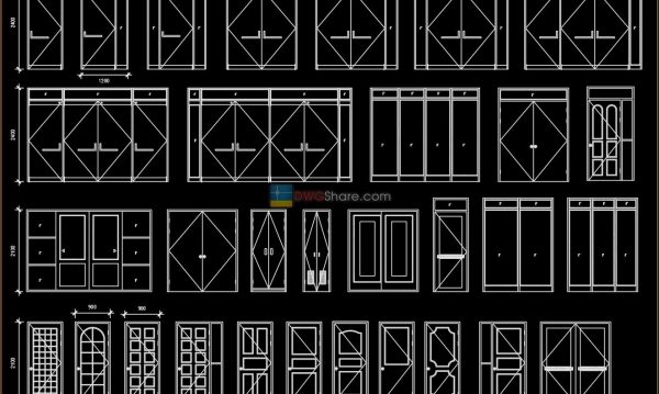 49.Autocad Wooden Door free download