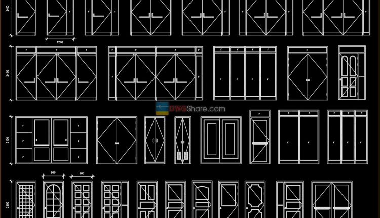 49.Autocad Wooden Door free download