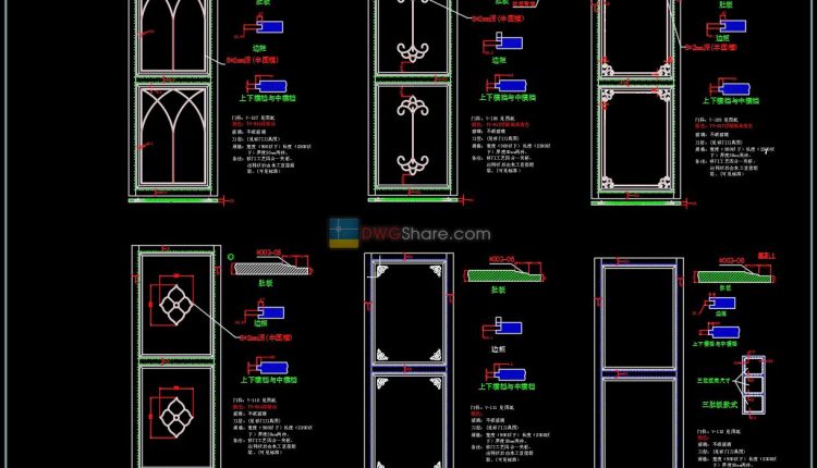52.Autocad Wooden Door free download