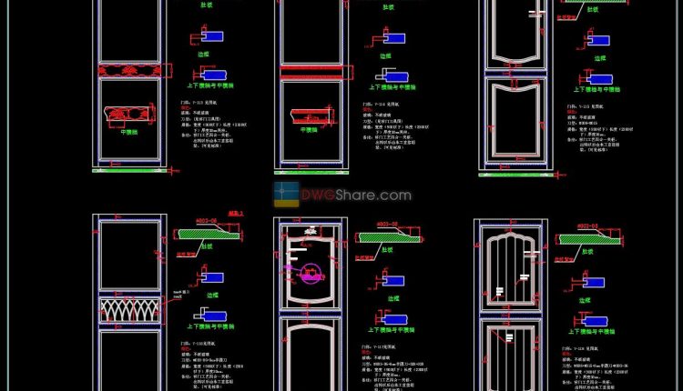 53.Autocad Wooden Door free download