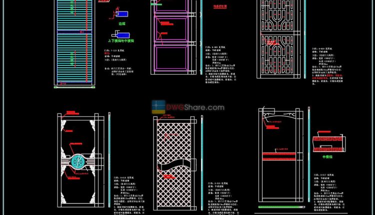 54.Autocad Wooden Door free download