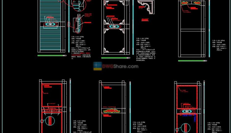 56.Autocad Wooden Door free download
