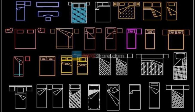 28.Beds in Plan Cad Blocks free download