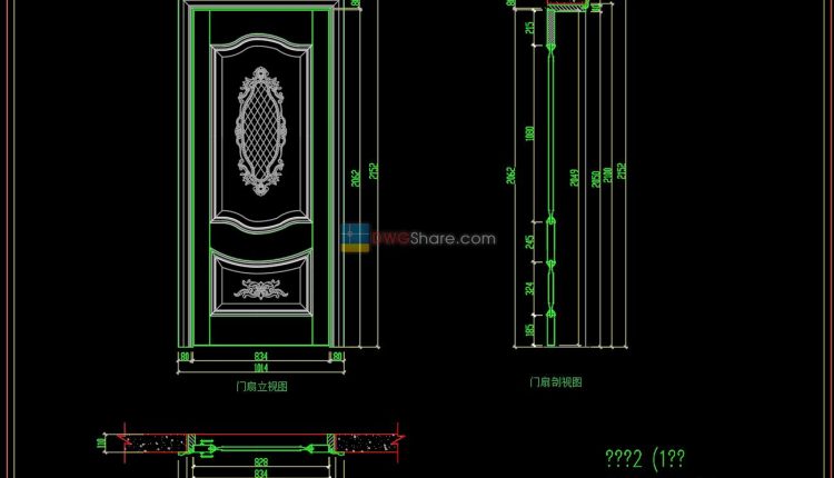 58.Autocad Wooden Door free download