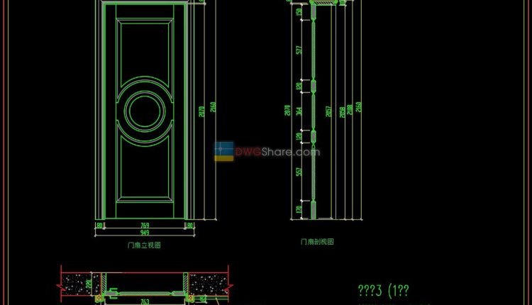 59.Autocad Wooden Door free download