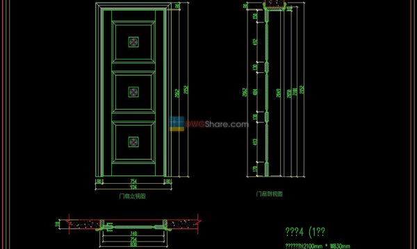 60.Autocad Wooden Door free download