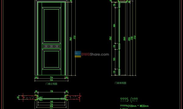 61.Autocad Wooden Door free download
