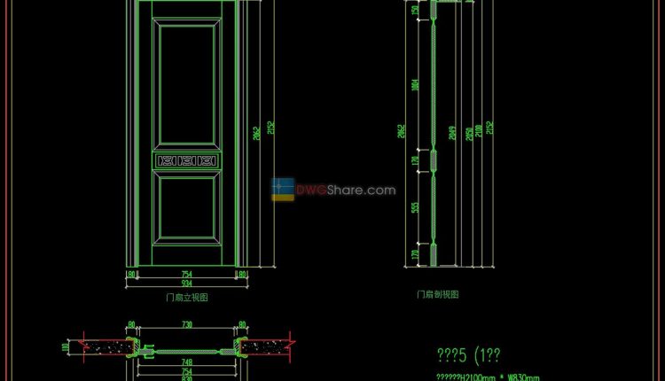 61.Autocad Wooden Door free download