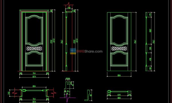 62.Autocad Wooden Door free download