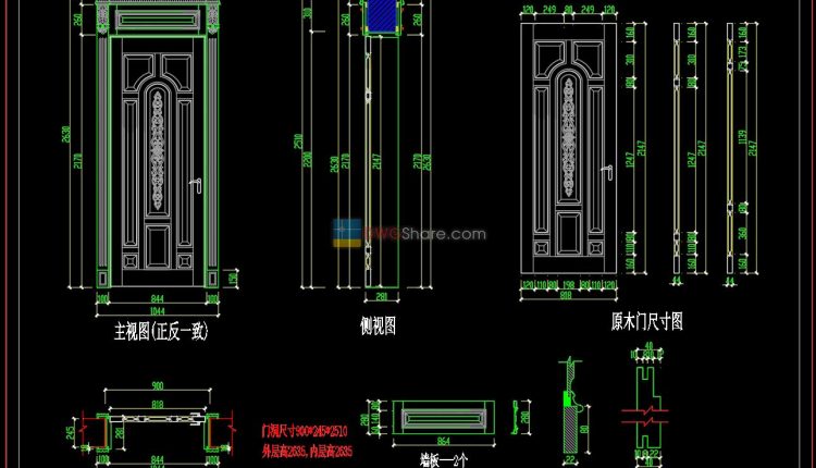 63.Autocad Wooden Door free download