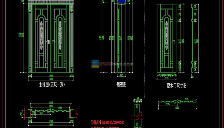 64.Autocad Wooden Door free download