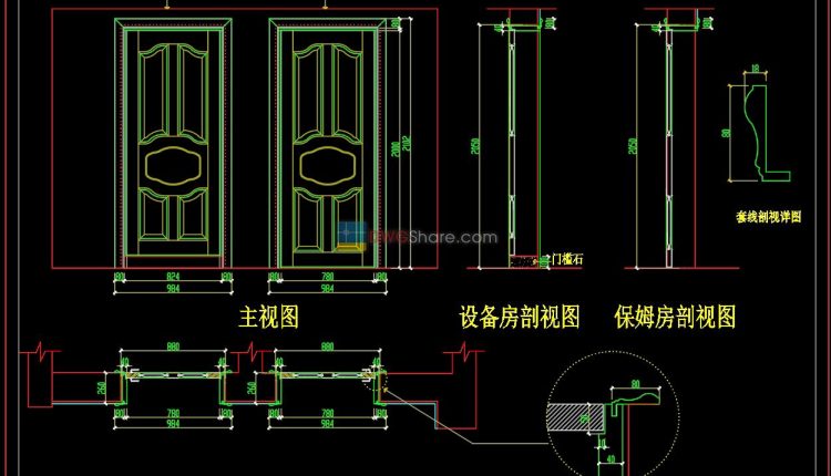 65.Autocad Wooden Door free download