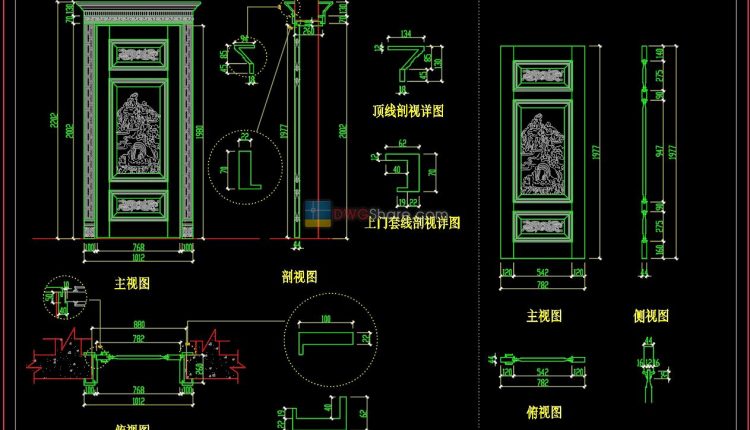 67.Autocad Wooden Door free download