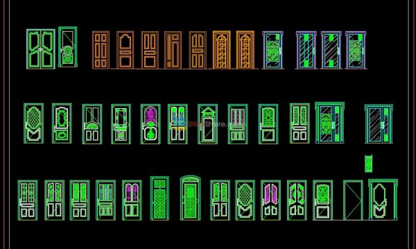 70.Autocad Wooden Door free download