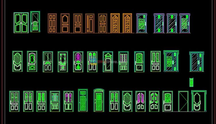 70.Autocad Wooden Door free download