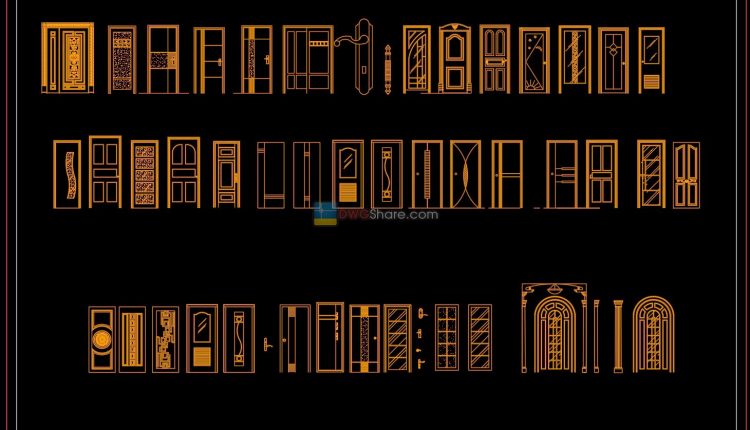 71.Autocad Wooden Door free download