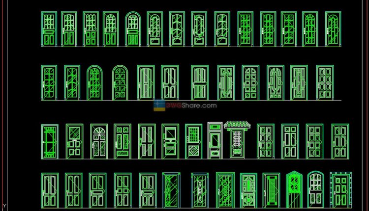 72.Autocad Wooden Door free download
