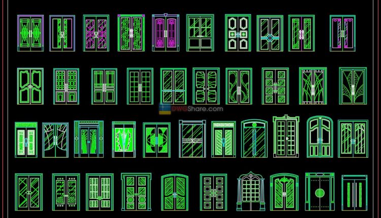 73.Autocad Wooden Door free download