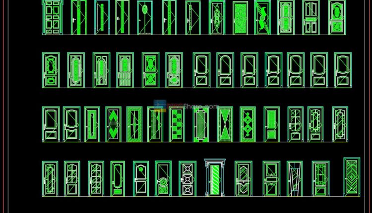 74.Autocad Wooden Door free download
