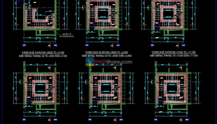 16.Details handrail stairs, handrails autocad free download