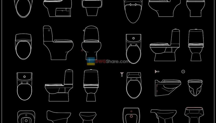 17.Toilet bowls free AutoCAD drawing download