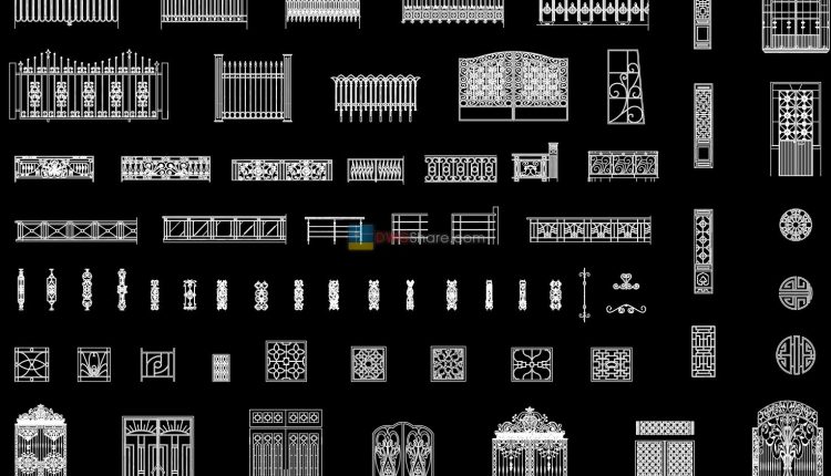 23.Gate and Fence design AutoCAD blocks free download