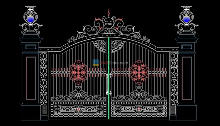 26.Gate design AutoCAD blocks free download