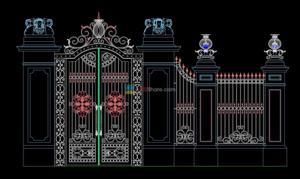 27.Gate and Fence design AutoCAD blocks free download