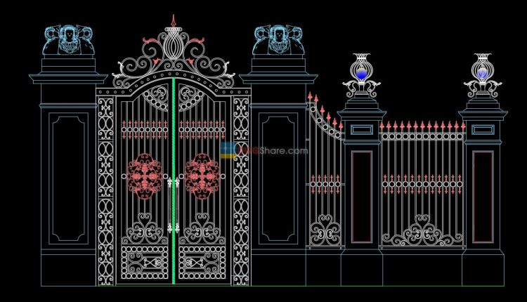 27.Gate and Fence design AutoCAD blocks free download