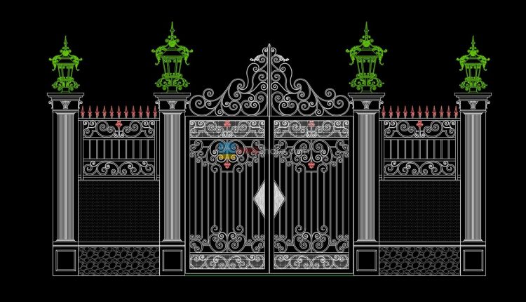 28.Gate and Fence design AutoCAD blocks free download
