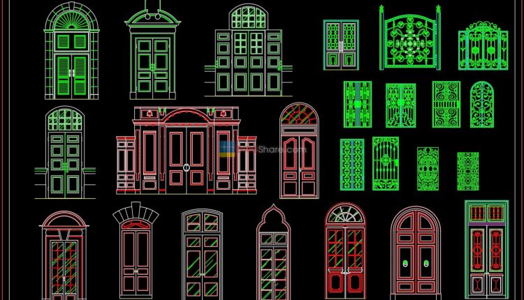 76.Autocad Wooden Door free download