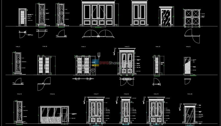 78.Autocad Wooden Door free download