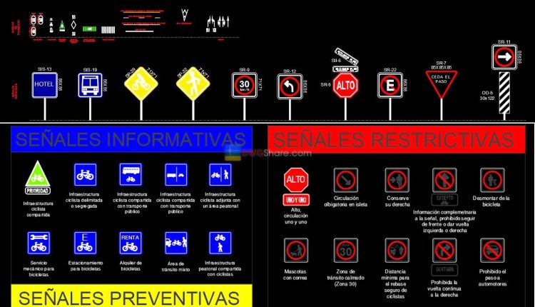 8.Signs for Street Design DWG Drawing