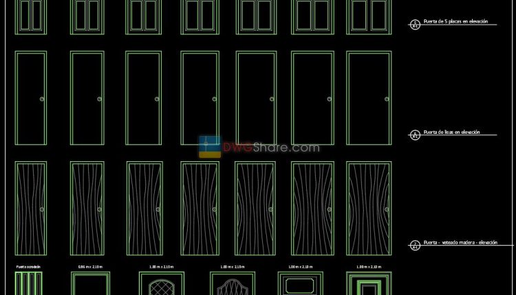 80.Autocad Wooden Door free download (1)