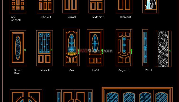 81.Autocad Wooden Door free download
