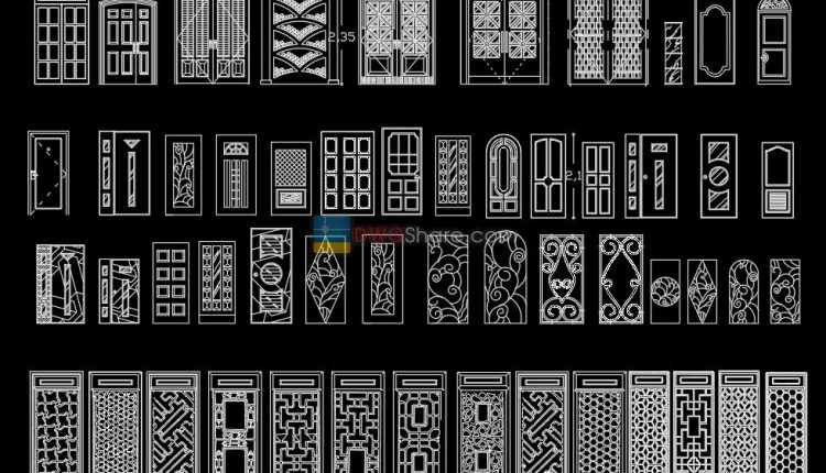82.Autocad Wooden Door free download