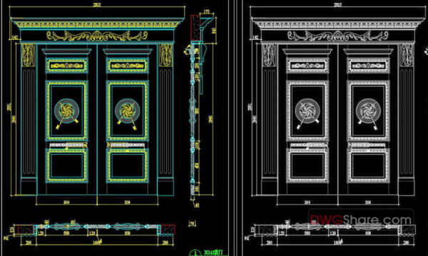 91.Autocad Wooden Door free download