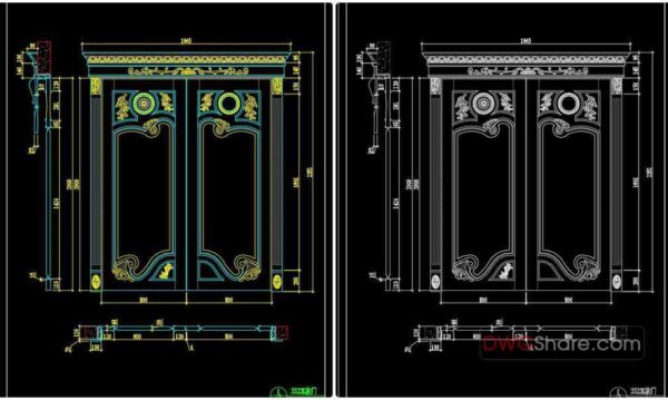 94.Autocad Wooden Door free download