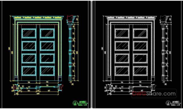 98.Autocad Wooden Door free download