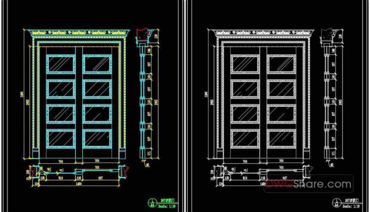 98.Autocad Wooden Door free download