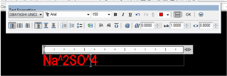 Specify superscript and subscript in CAD