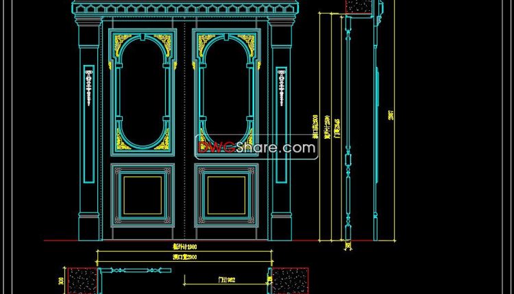 116.Autocad Wooden Door free download