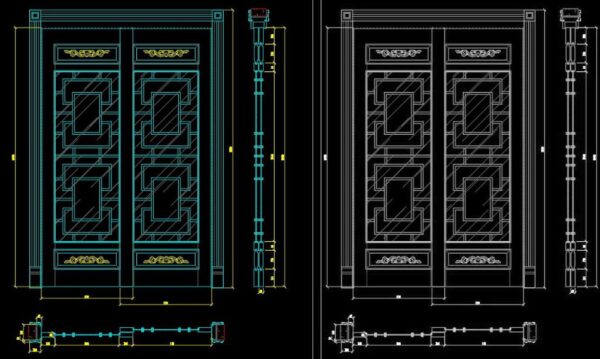 117.Autocad Wooden Door free download