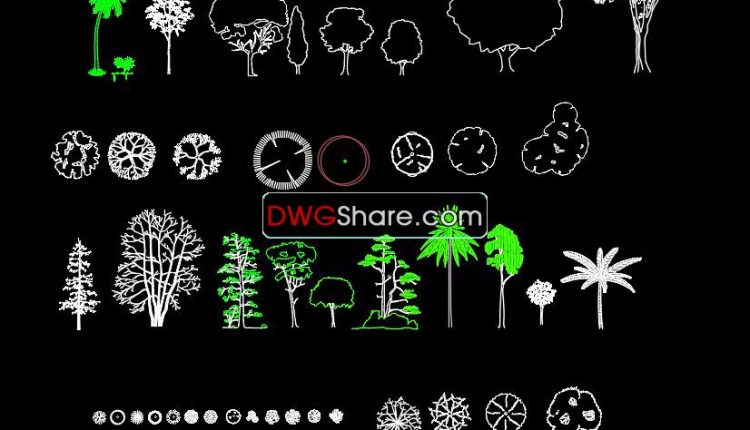 13.Trees AutoCAD blocks free download