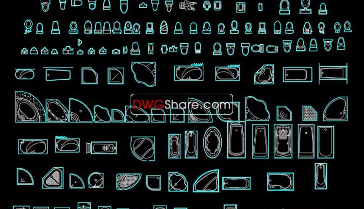 18.Bathtub free AutoCAD drawing download