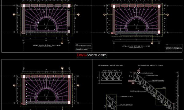 18.Details handrail stairs, handrails autocad free download