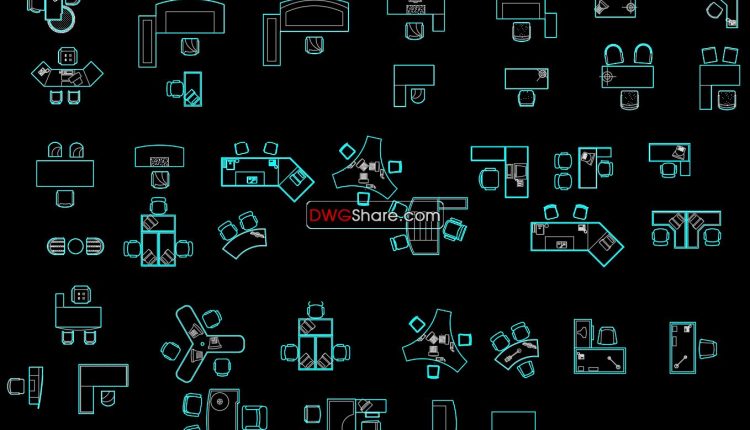 4.Office furniture plan view AutoCAD blocks free download